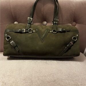 Via Spiga Green Shoulder Bag with V-Shaped Detail